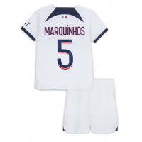 Echipament fotbal Paris Saint-Germain Marquinhos #5 Tricou Deplasare 2023-24 pentru copii maneca scurta (+ Pantaloni scurti)